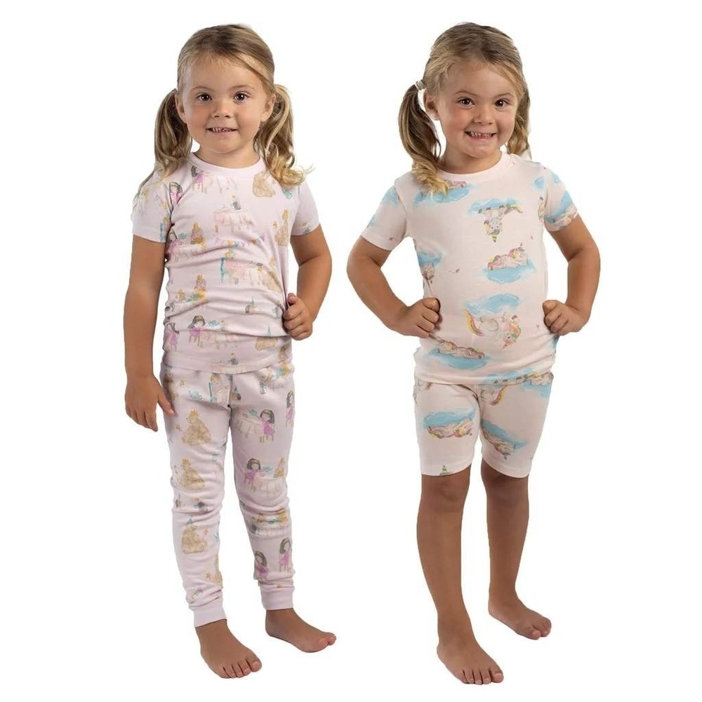 Burts Bees Kids 3T 4-Piece Pajama Set 100% Organic Cotton Pink Tea Party Unicorn